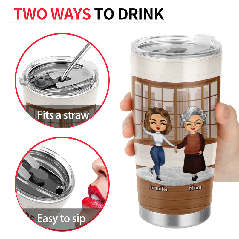 Mother & Daughter Chibi Connected By Heart - Gift For Mother - Personalized Custom Tumbler