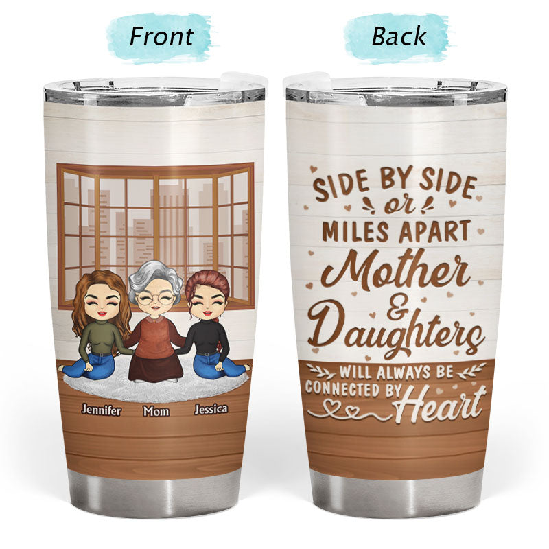 Mother & Daughter Chibi Connected By Heart - Gift For Mother - Personalized Custom Tumbler