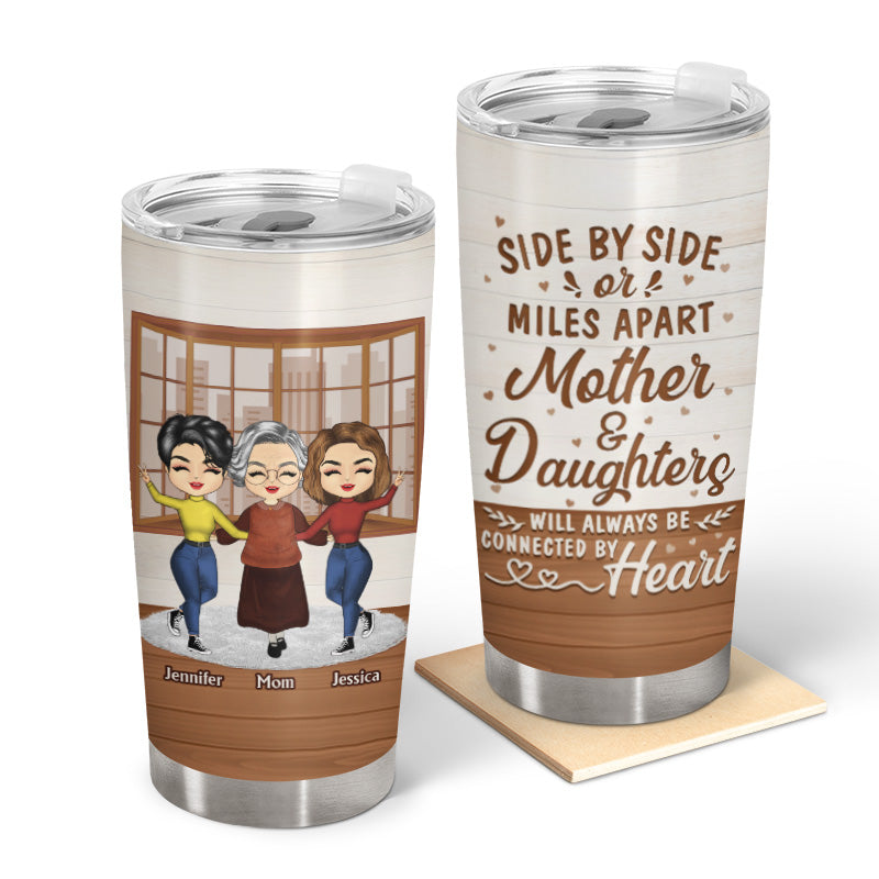 Mother & Daughter Chibi Connected By Heart - Gift For Mother - Personalized Custom Tumbler
