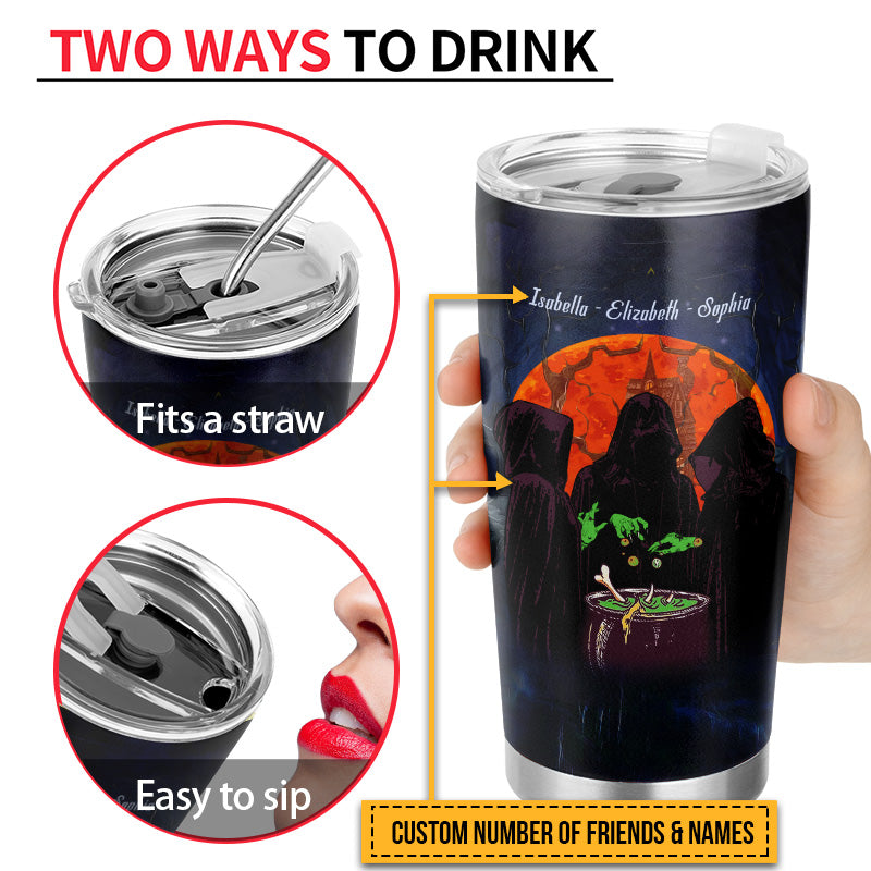 Witch Bestie And Into The Darkness Custom Tumbler, Personalized Witch Tumbler, Best Friend Tumbler