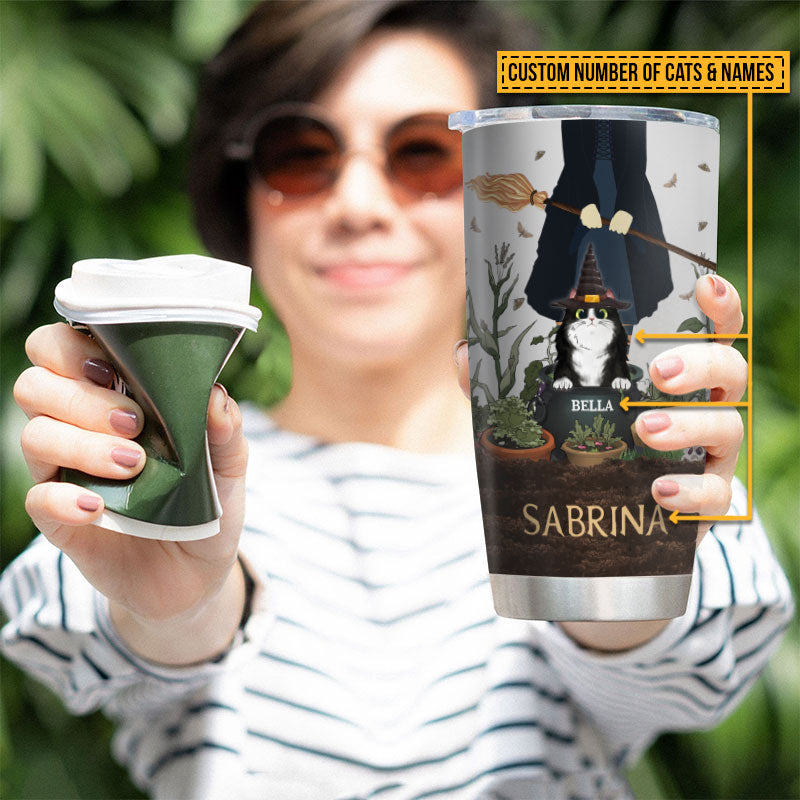 Witch Black Cats Lives Here Custom Tumbler, Personalized Witch Tumbler, Black Cat Tumbler