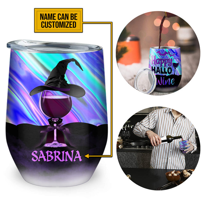 Witch Happy Hallowine Custom Wine Tumbler, Personalized Witch Wine Tumbler, Gift For Witch