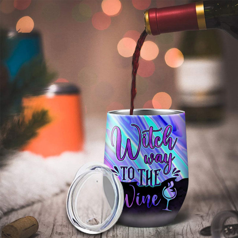 Witch Way To The Wine Custom Wine Tumbler, Personalized Witch Wine Tumbler, Gift For Witch