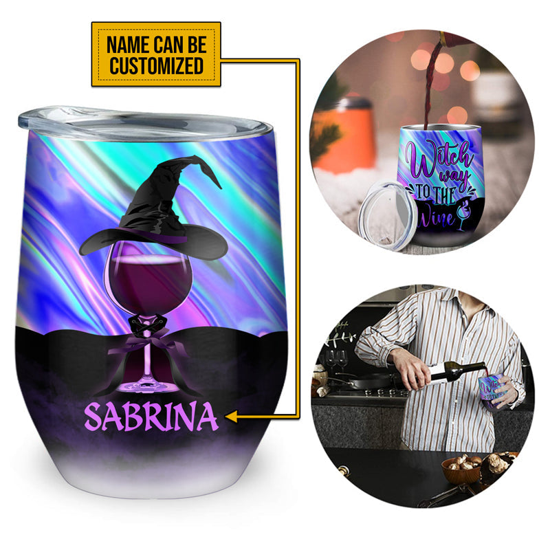 Witch Way To The Wine Custom Wine Tumbler, Personalized Witch Wine Tumbler, Gift For Witch